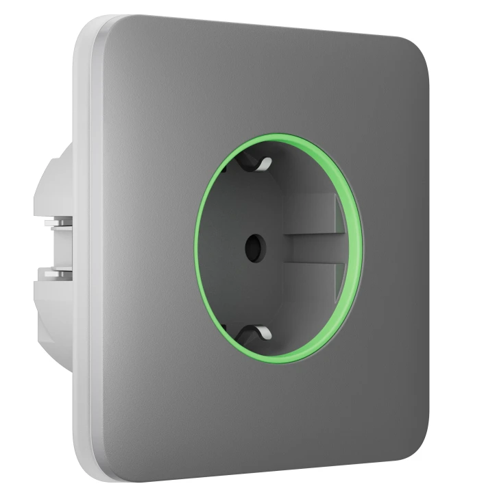 Розумна вбудована розетка з функцією моніторингу споживання електроенергії Ajax Outlet [type F] Jeweller Fog