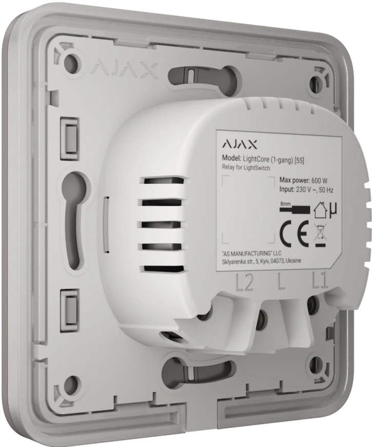 Вимикач Ajax LightSwitch 1-клавішний Grey