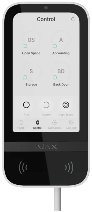 Дротова клавіатура з сенсорним екраном Ajax KeyPad TouchScreen Fibra White