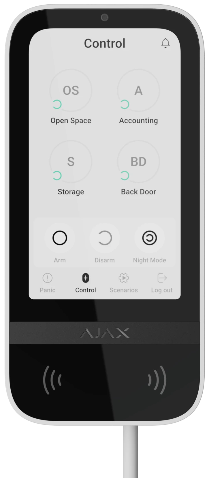 Дротова клавіатура з сенсорним екраном Ajax KeyPad TouchScreen Fibra White
