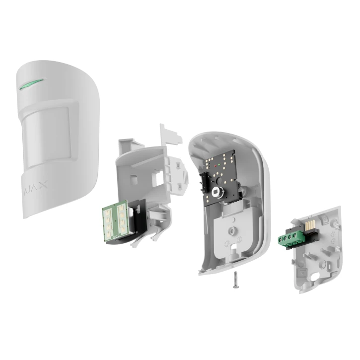 Дротовий кімнатний датчик руху з додатковим мікрохвильовим сенсором Ajax MotionProtect Plus Fibra White