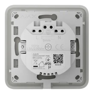 Розумна вбудована розетка з функцією моніторингу споживання електроенергії Ajax Outlet [type F] Jeweller Olive