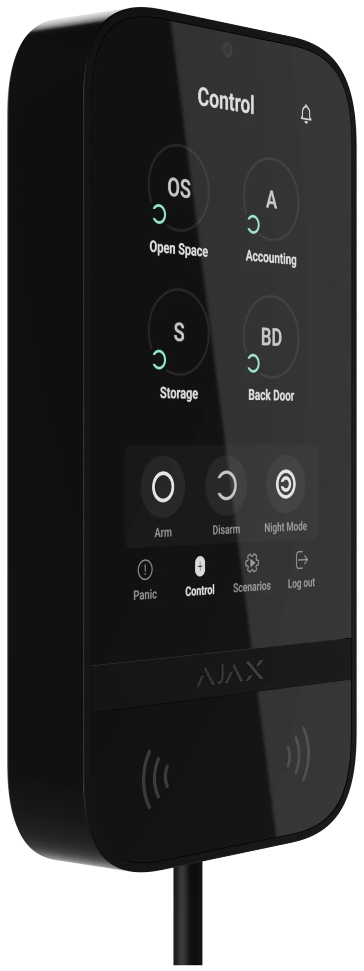 Дротова клавіатура з сенсорним екраном Ajax KeyPad TouchScreen Fibra Black