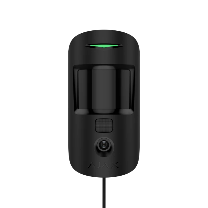 Дротовий датчик руху Ajax MotionCam Fibra (PhOD) з підтримкою фотоверифікації тривог, функцій «Фото за запитом» і «Фото за сценарієм» Black