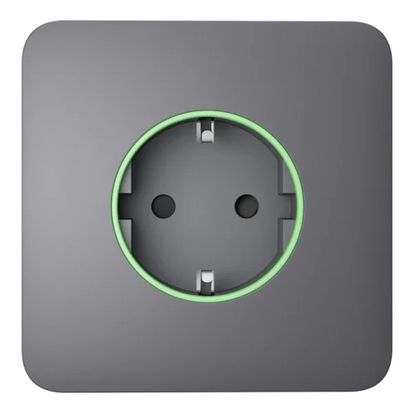 Розумна вбудована розетка з функцією моніторингу споживання електроенергії Ajax Outlet [type F] Jeweller Grey