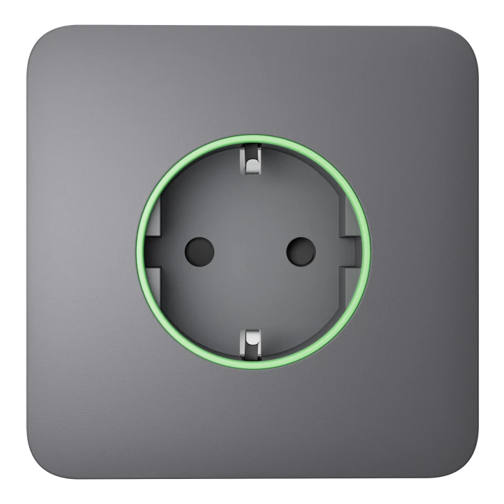 Розумна вбудована розетка з функцією моніторингу споживання електроенергії Ajax Outlet [type F] Jeweller Grey