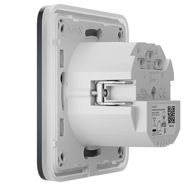 Розумна вбудована розетка з функцією моніторингу споживання електроенергії Ajax Outlet [type F] Jeweller Graphite