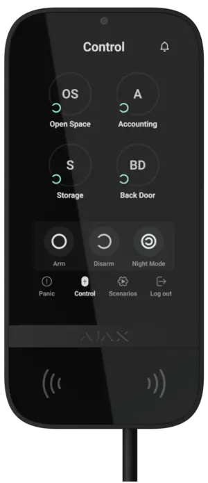 Дротова клавіатура з сенсорним екраном Ajax KeyPad TouchScreen Fibra Black