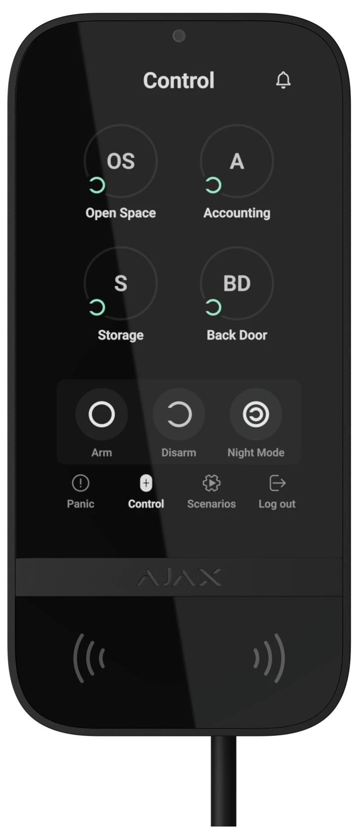 Дротова клавіатура з сенсорним екраном Ajax KeyPad TouchScreen Fibra Black
