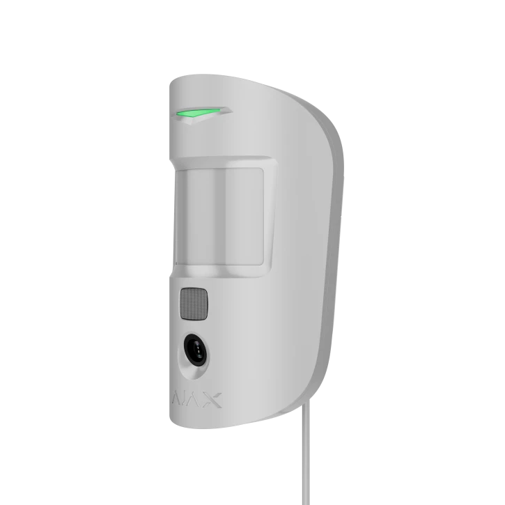 Дротовий датчик руху Ajax MotionCam Fibra (PhOD) з підтримкою фотоверифікації тривог, функцій «Фото за запитом» і «Фото за сценарієм» White