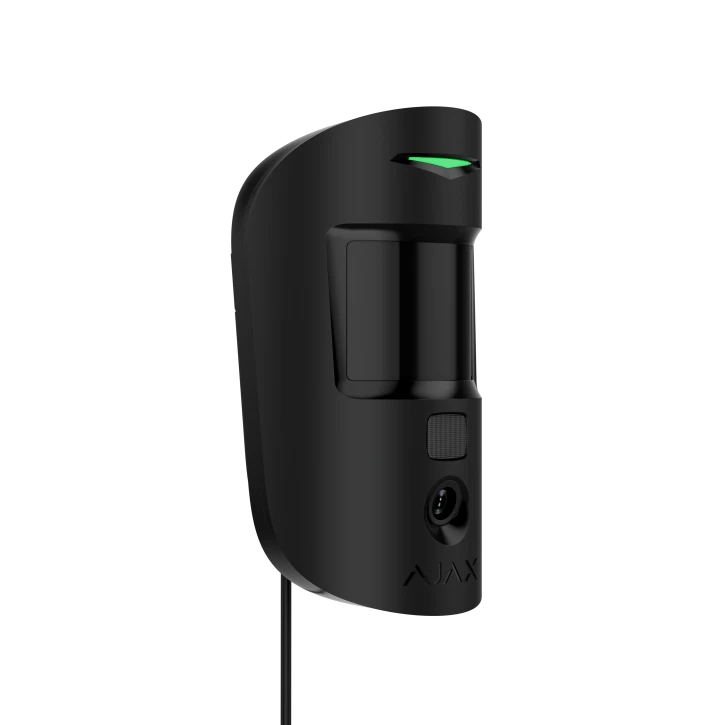 Дротовий датчик руху Ajax MotionCam Fibra (PhOD) з підтримкою фотоверифікації тривог, функцій «Фото за запитом» і «Фото за сценарієм» Black