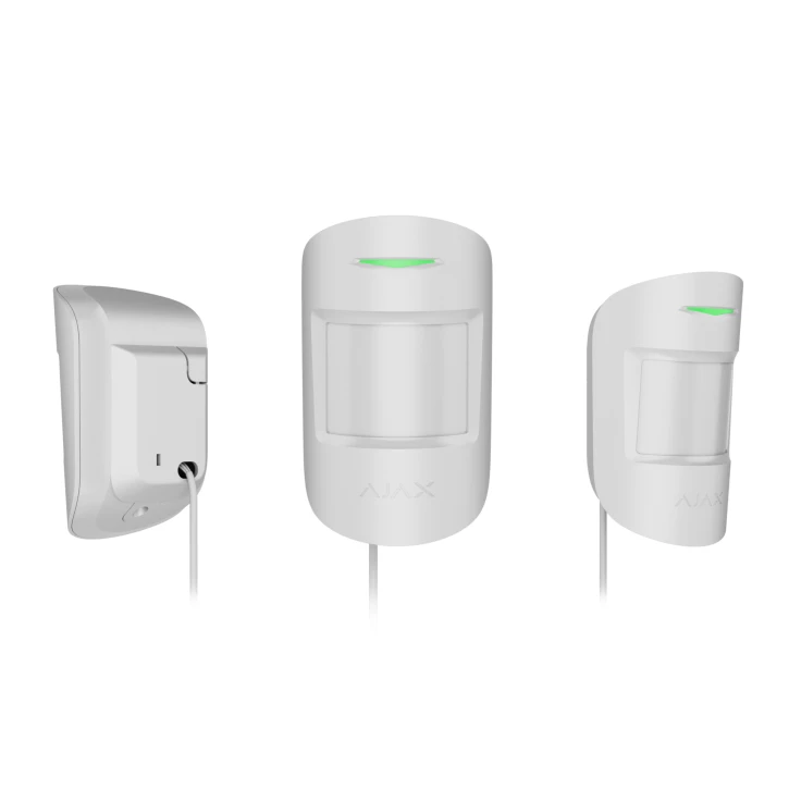 Дротовий кімнатний датчик руху з додатковим мікрохвильовим сенсором Ajax MotionProtect Plus Fibra White