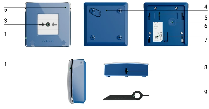 Бездротова програмована кнопка з механізмом скидання Ajax ManualCallPoint Jeweller Yellow