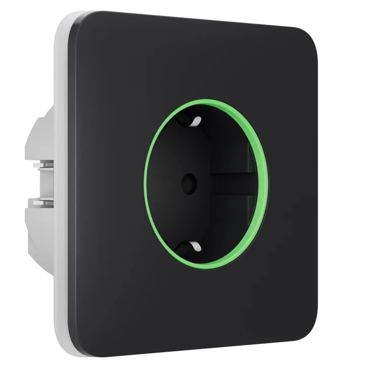 Розумна вбудована розетка з функцією моніторингу споживання електроенергії Ajax Outlet [type F] Jeweller Graphite