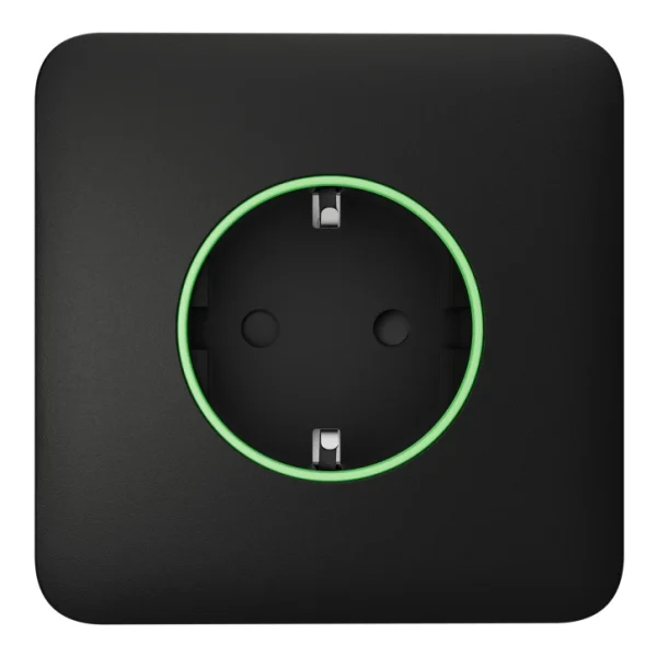 Розумна вбудована розетка з функцією моніторингу споживання електроенергії Ajax Outlet [type F] Jeweller Black