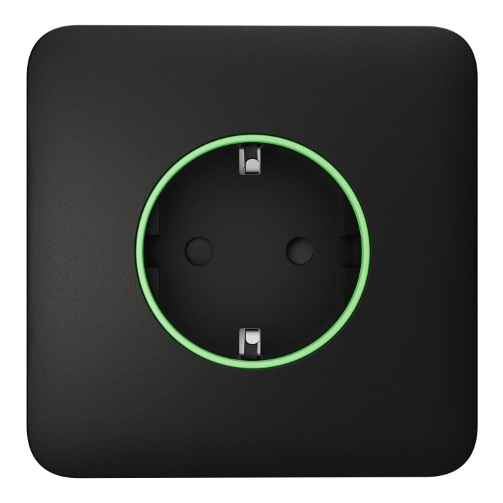 Розумна вбудована розетка з функцією моніторингу споживання електроенергії Ajax Outlet [type F] Jeweller Black