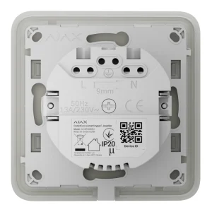 Розумна вбудована розетка з функцією моніторингу споживання електроенергії Ajax Outlet [type F] Jeweller Oyster