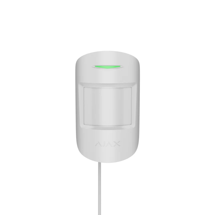 Дротовий кімнатний датчик руху з додатковим мікрохвильовим сенсором Ajax MotionProtect Plus Fibra White
