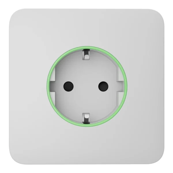 Розумна вбудована розетка з функцією моніторингу споживання електроенергії Ajax Outlet [type F] Jeweller White