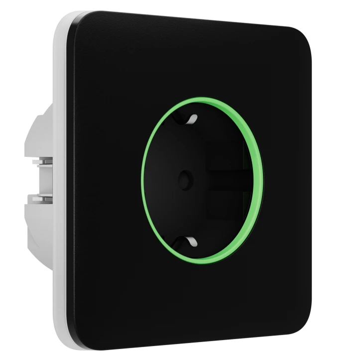 Розумна вбудована розетка з функцією моніторингу споживання електроенергії Ajax Outlet [type F] Jeweller Black