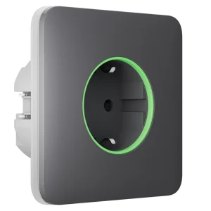 Розумна вбудована розетка з функцією моніторингу споживання електроенергії Ajax Outlet [type F] Jeweller Grey