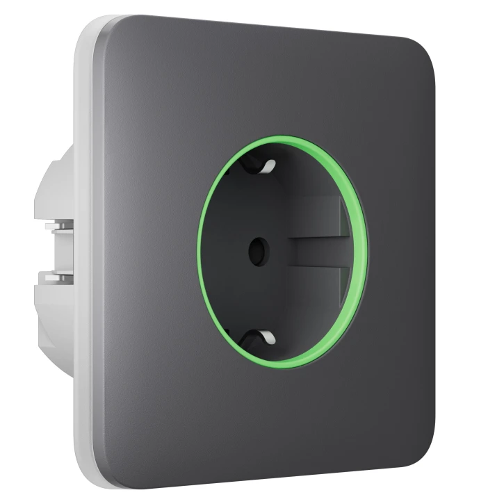 Розумна вбудована розетка з функцією моніторингу споживання електроенергії Ajax Outlet [type F] Jeweller Grey