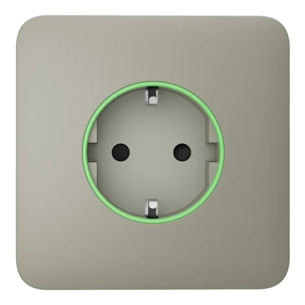 Розумна вбудована розетка з функцією моніторингу споживання електроенергії Ajax Outlet [type F] Jeweller Olive