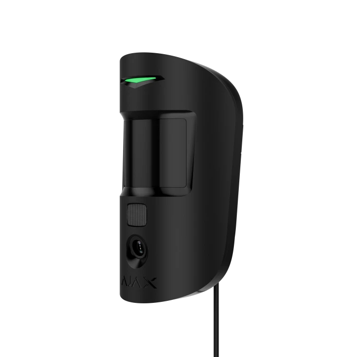 Дротовий датчик руху Ajax MotionCam Fibra (PhOD) з підтримкою фотоверифікації тривог, функцій «Фото за запитом» і «Фото за сценарієм» Black