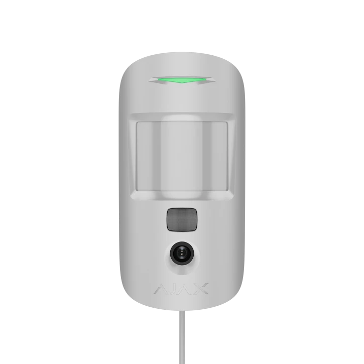 Дротовий датчик руху Ajax MotionCam Fibra (PhOD) з підтримкою фотоверифікації тривог, функцій «Фото за запитом» і «Фото за сценарієм» White