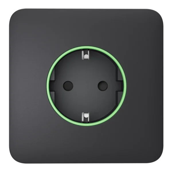 Розумна вбудована розетка з функцією моніторингу споживання електроенергії Ajax Outlet [type F] Jeweller Graphite
