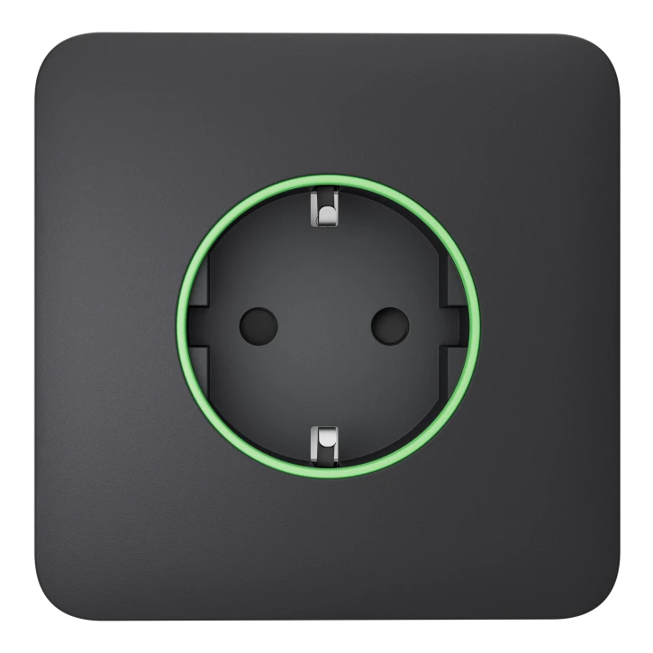 Розумна вбудована розетка з функцією моніторингу споживання електроенергії Ajax Outlet [type F] Jeweller Graphite
