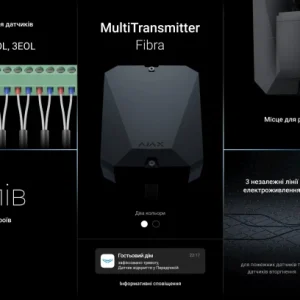 Гібридна централь системи безпеки Ajax FIBRA Hub Hybrid (4G) Black