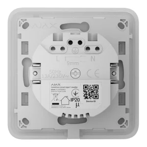 Розумна вбудована розетка з функцією моніторингу споживання електроенергії Ajax Outlet [type F] Jeweller White