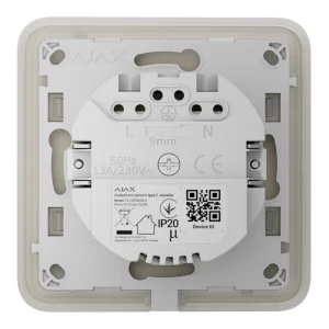 Розумна вбудована розетка з функцією моніторингу споживання електроенергії Ajax Outlet [type F] Jeweller Ivory