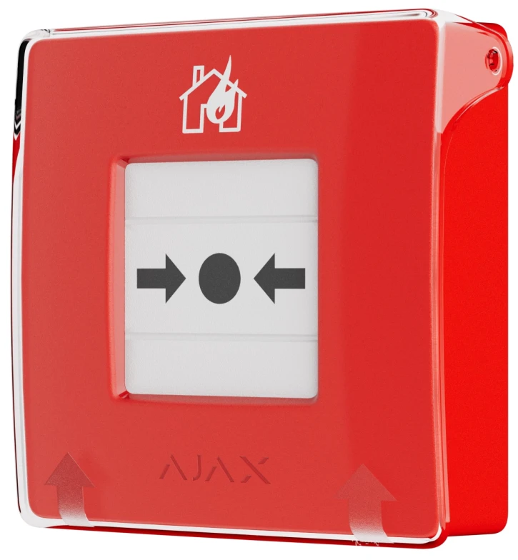 Бездротова настінна кнопка для активації пожежної тривоги вручну Ajax ManualCallPoint (Red)Jeweller (Для житлових обʼєктів)