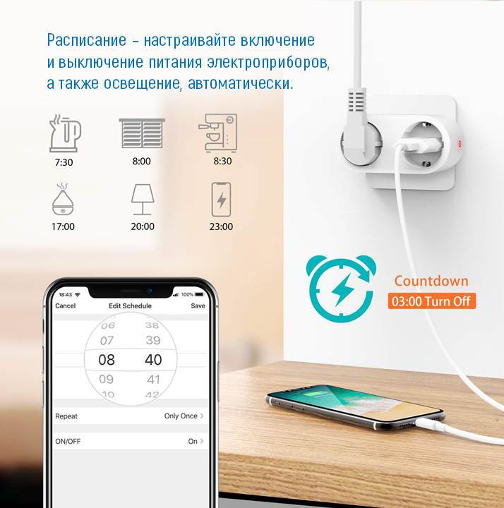 Розумна Wi-Fi розетка ColorWay (16A / 3680Вт) подвійна