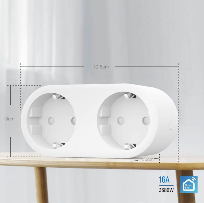 Розумна Wi-Fi розетка ColorWay (16A / 3680Вт) подвійна