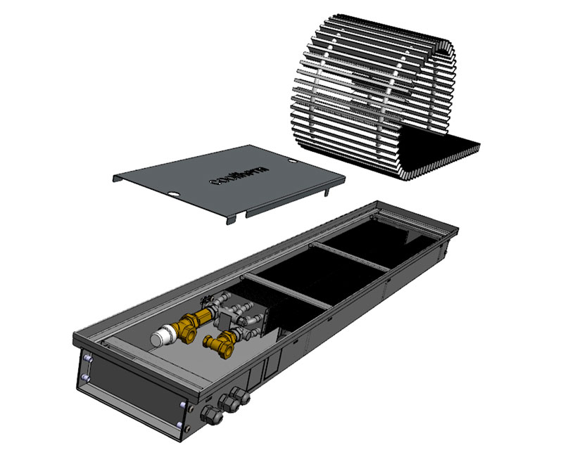 Внутрішньопідлоговий конвектор Cooltherm Ventherm 750 мм200 мм80 мм V-750.200.80-P.С.