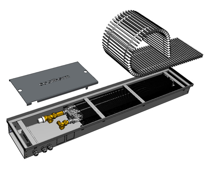 Внутрішньопідлоговий конвектор Cooltherm Ventherm 750 мм200 мм80 мм V-750.200.80-P.С.