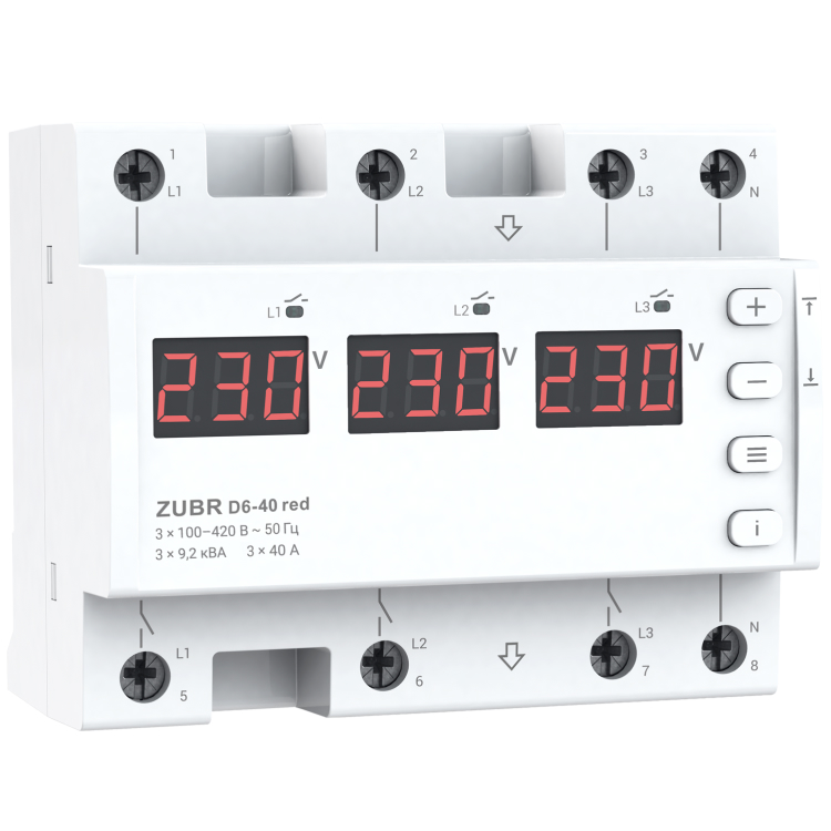 Реле напруги ZUBR D6-40 red