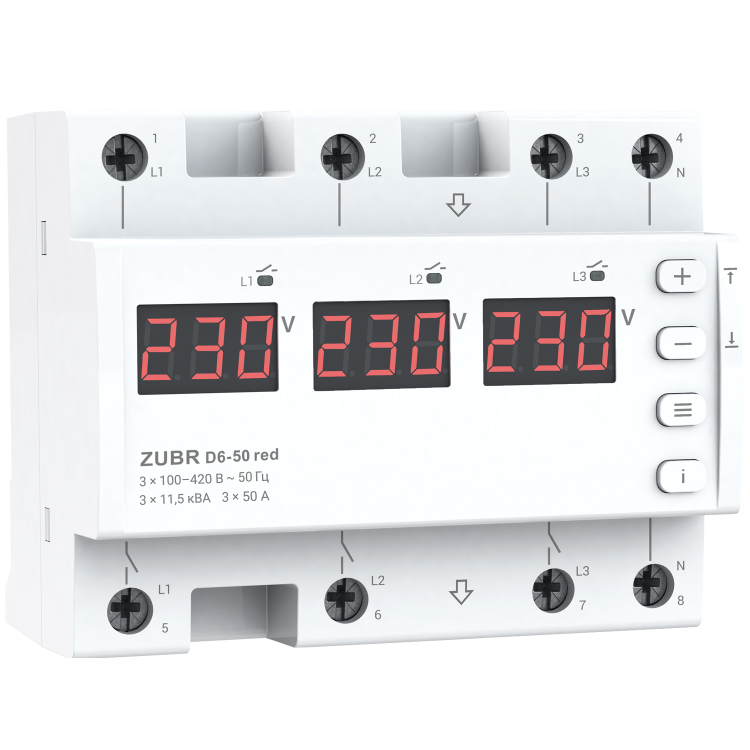 Реле напруги ZUBR D6-50 red